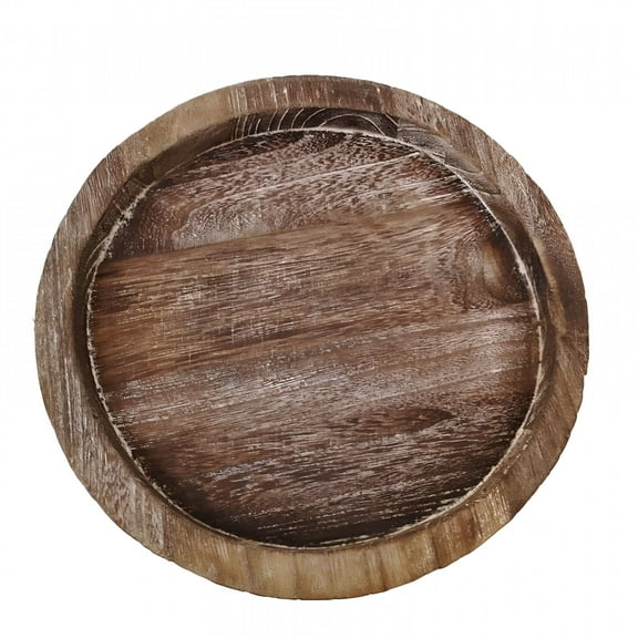 ACDANC Durable Solid Wood Round Serving Tray,Elegant Natural Wooden Platter for Breakfast,Snacks,Tea,Or Home Decor,Perfect for Dining Table,Round Wooden Trays for Decor Parties and Gifting,L