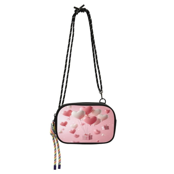 Stylish Crossbody Phone Bag Purse Handbags Adjustable Strap, Compact Design for Essentials 3d Pink Heart Balloons