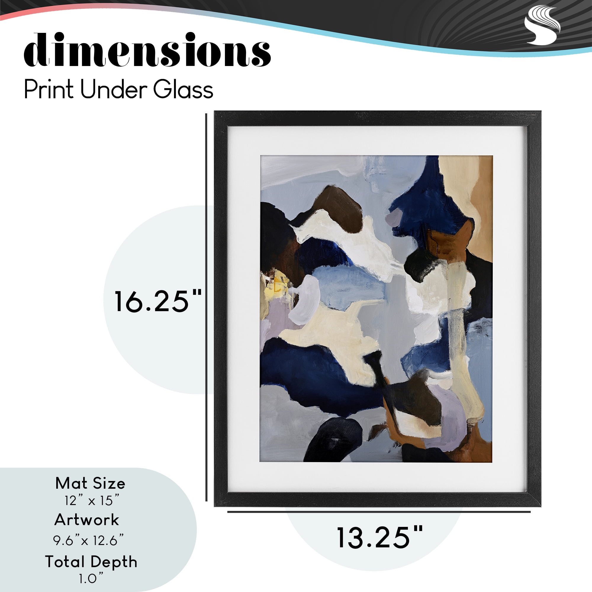 Cool Tones Composition Black Framed Print Under Glass, design by Design Fabrikken