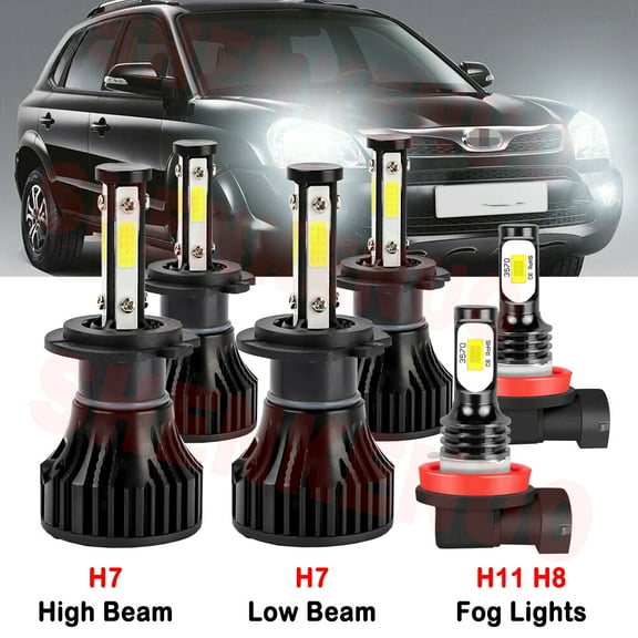 H7 High&Low Beam for Hyundai Kona 2018 2019 2020 2021 LED Headlights H11 Fog Lights 6pcs