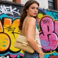 thumbnail image 6 of Straw Crossbody Shoulder Bag for Women with Double Zipper and Chain Strap, Small Square Woven Purse for Summer Beach, Travel, and Everyday Use, 6 of 6
