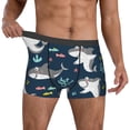 thumbnail image 2 of Kdxio Men's Boxer Briefs with Friendly Smiling Sharks Print - Comfortable and Breathable Underwear for Everyday Wear, 2 of 7