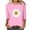 505_Pink, variant on YEJIMAN Short Sleeve T-shirt, Yellow Womens Tshirts Cotton, Women's Round Neck Printed Seven Sleeve Casual T Shirt Top, Big & Tall