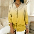 thumbnail image 5 of Ounisa 3/4 Length Sleeve Womens Tops Ruffle V Neck Cotton Linen Shirts Trendy Button Up Summer Tops Elbow Sleeve Tunic Blouse, 5 of 5