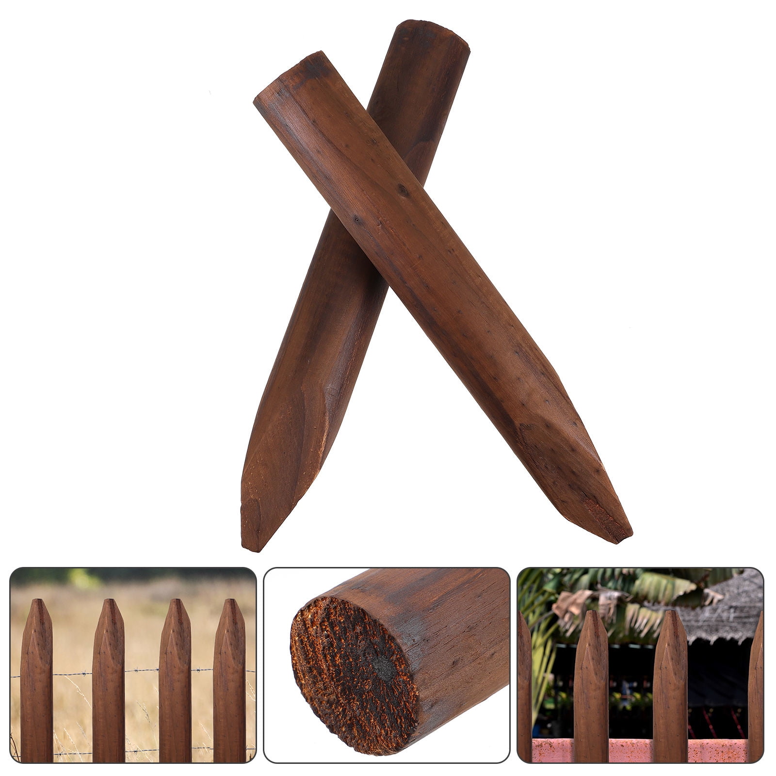 FESTFENDS Garden Bed Edging Brown Wood 2Pcs 15.7X2X2In