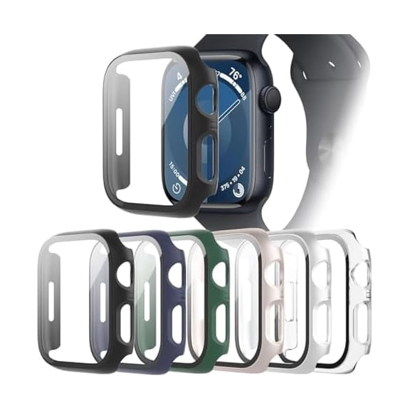 6-Pack Case Compatible with Apple Watch Series SE 3(2025)/SE 2/SE/6/5/4 40mm with Tempered Glass Screen Protector, Full Coverage Hard PC Protective Face Cover Bumper for iWatch 40 mm