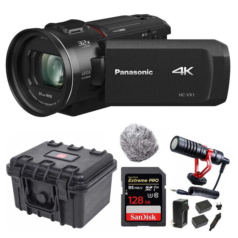 Panasonic HC-VX1 4K Camcorder with 24X Leica Lens with Video Mic Bundle ...