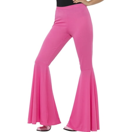 Women's Pink 70s Flared Groovy Disco Pants Costume Small-Medium 6-12