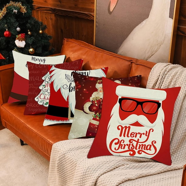 Juego De 2 Fundas De Alohada Rojas De Papá Noel De 20 X 20 Pulgadas