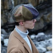Hanna Hats Irish Tweed 100% Wool Cap for Men Donegal 8 Piece Patchwork Flat Hat Made in Ireland