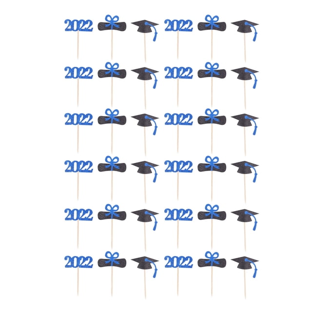 Paquete de 3 insertos para cupcakes de graduación, rollo de libro 2022, forma de sombrero de médico, inserto para pastel de graduación en negro y azul, adorno para cupcakes de graduación