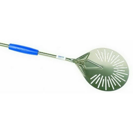 - GI Metal Perforated Round Pizza Peel, Stainless Steel, 67