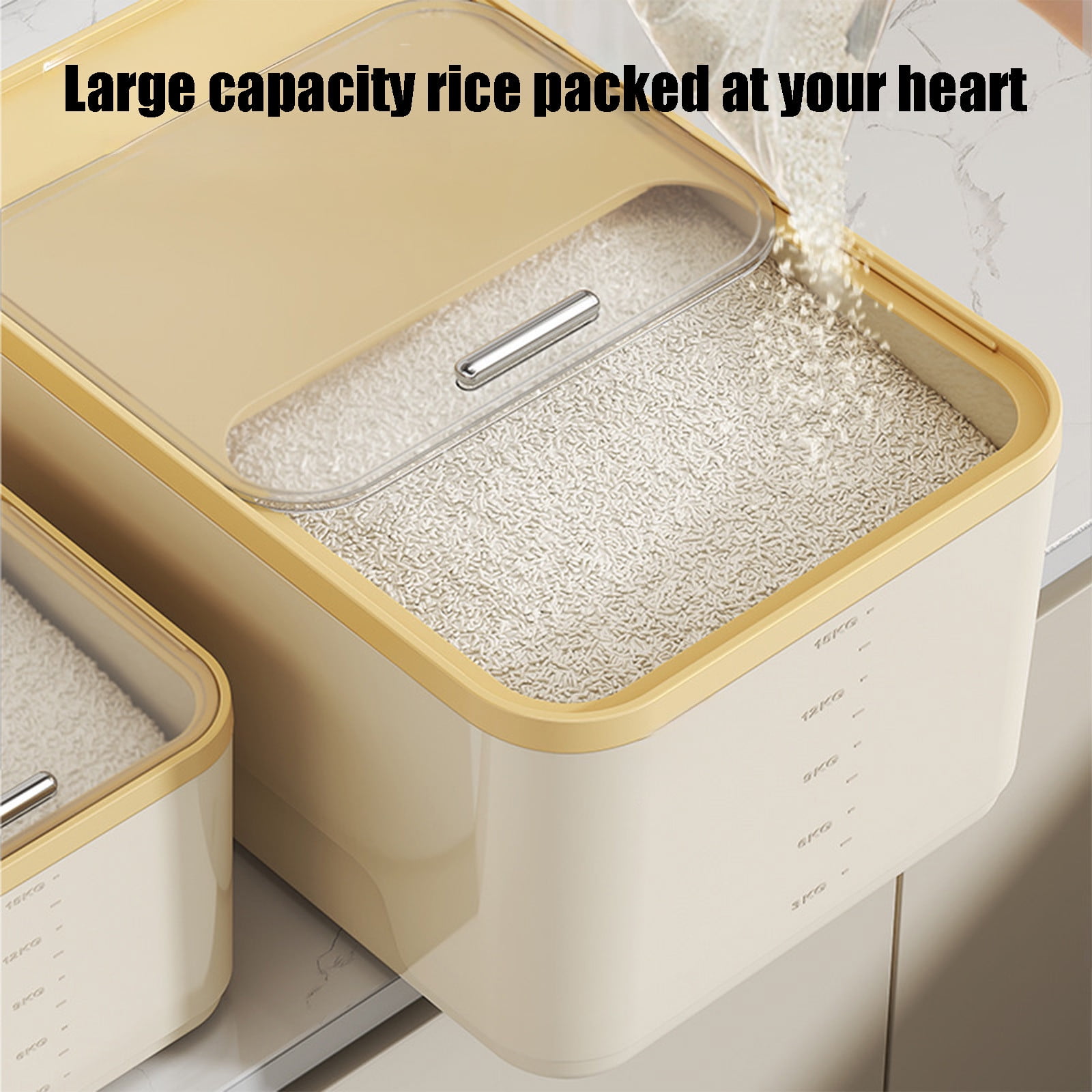 Food Storage Container with Scale, Pet Cat Food Container Storage Bin, Household Rice Box for Kitchen (2Pc)