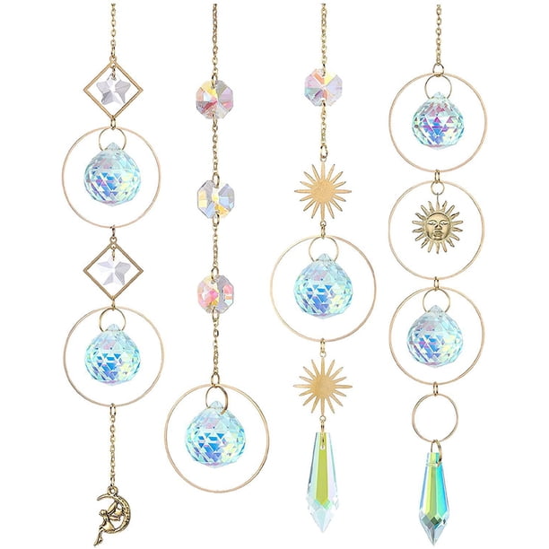 Campanas de viento de cristal K9, decoración del hogar y el jardín, atrapasol de cristal Rainbow Maker, material de cristal de alta calidad, usos múltiples, incluida la decoración del hogar, el