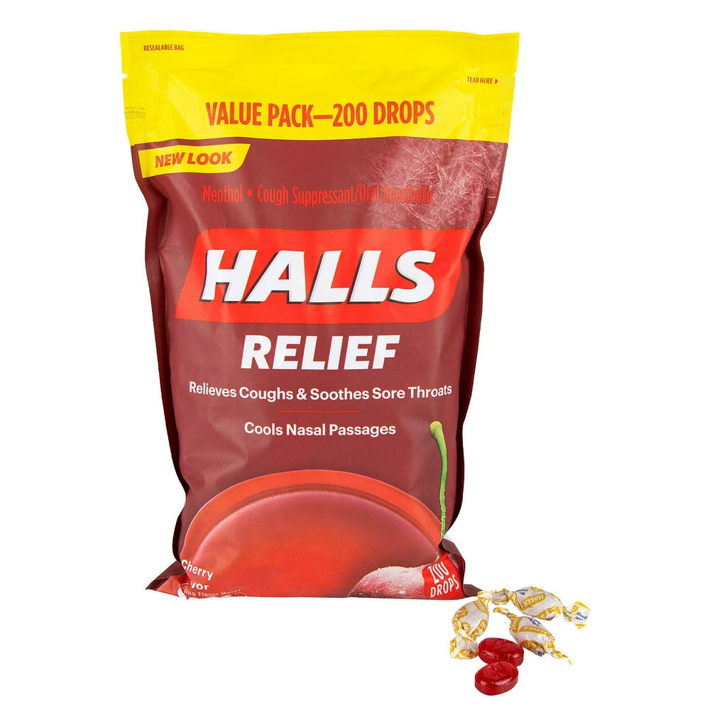 Mondelez Halls Cough Suppressant/Oral Anesthetic, 200 ea