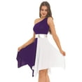 thumbnail image 5 of DOOMIVA Women's Praise Dance Dress One Shoulder Lyrical Worship Liturgical Party Dance Dress Purple S, 5 of 6