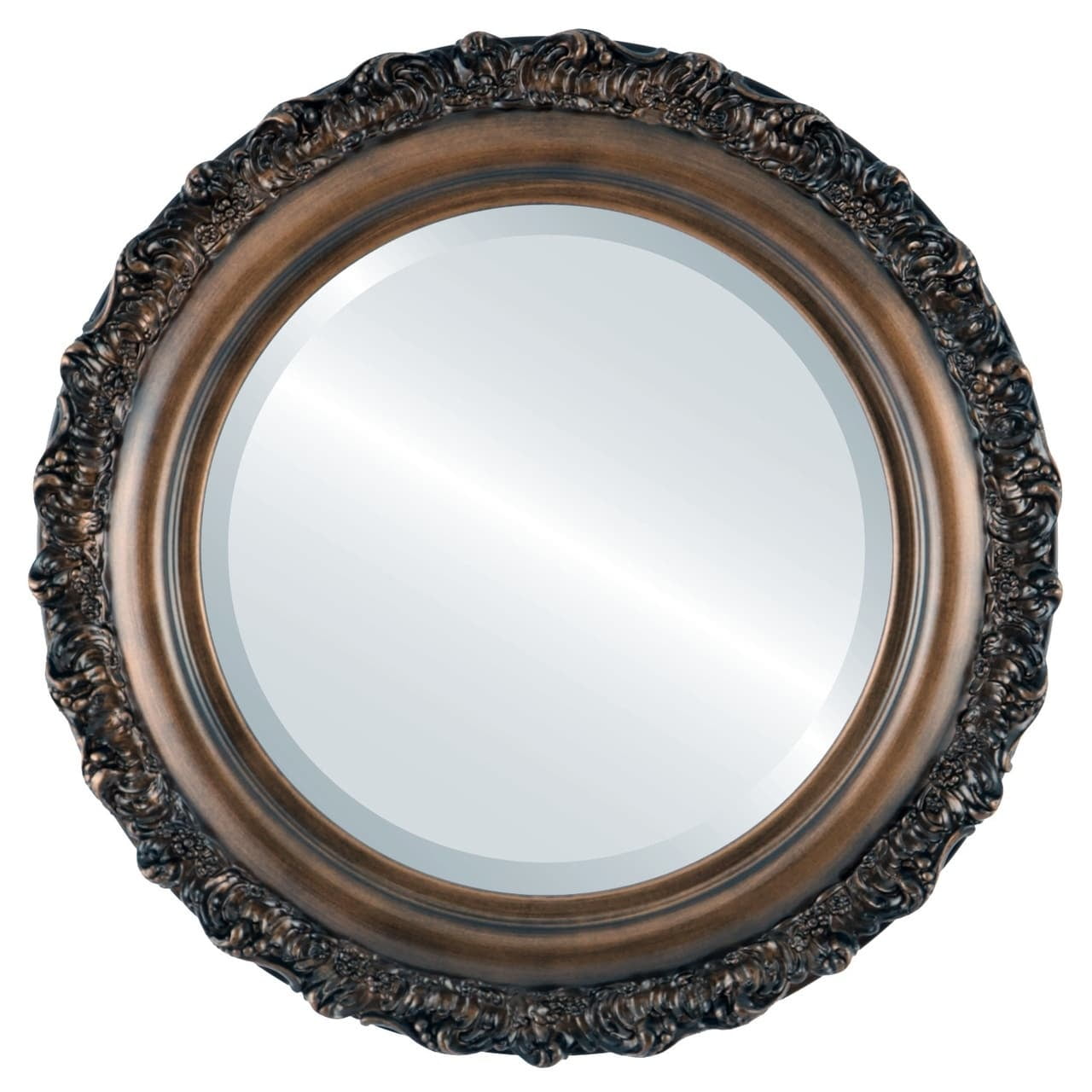 The Oval and Round Mirror Store Venice Framed Round Mirror in Rubbed