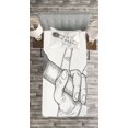thumbnail image 3 of Ambesonne Popstar Party Quilted Bedspread Set 2 Pcs, Rock High Sign, Twin Size, Black and White, 3 of 3
