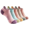 thumbnail image 2 of Huowey Women's 5 Pairs Ankle Socks Low Cut Thick Athletic Sports Casual Socks Outdoor Hiking Breathable Stretchy Comfort Daily Wear Socks,Pink, 2 of 3