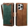 thumbnail image 3 of Wallet Case for iPhone 14,Decase Double Color Retro Style Protective PU Leather Folio Cover with Card Holder & Hand Strap,Men Women Stylish Flip Case,for Apple iPhone 14 - Green, 3 of 6