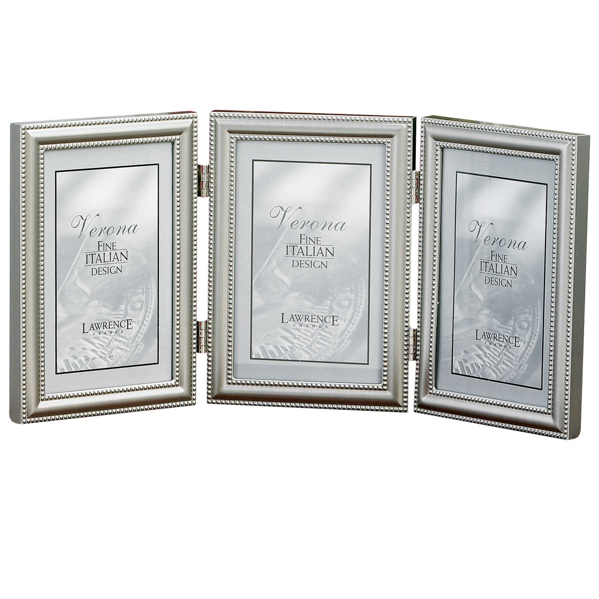 4x6 Hinged Triple (Vertical) Metal Picture Frame Pewter Finish with
