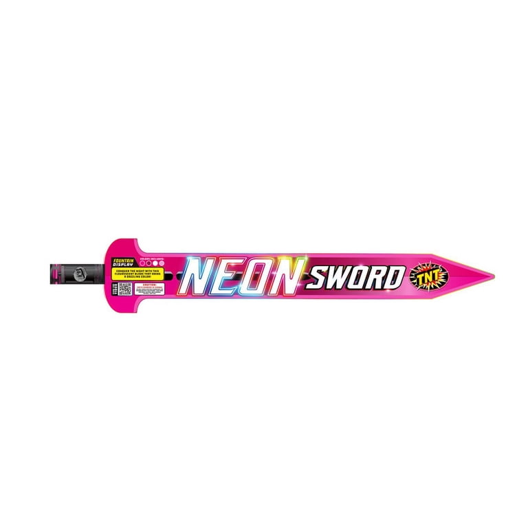 TNT Fireworks Neon Sword Hand Held Colored Sparkler, Outdoor Party