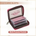 thumbnail image 5 of Uxcell ID Case Organizer with Zipper, Zipper Card Case Organizer, Leather Credit Card Holder with 20 Card Slots for Women Men Small Zipper Wallet, Rose Red (Window style), 5 of 7