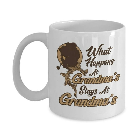 What Happens At Grandma's Stays White Ceramic Coffee & Tea Mug (11oz)