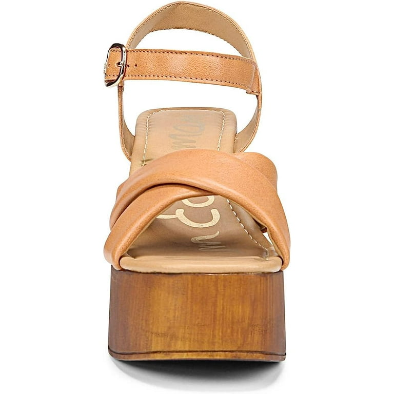 Sam Edelman Suzannah Light Tan Ankle Strap Open Toe Block Heel
