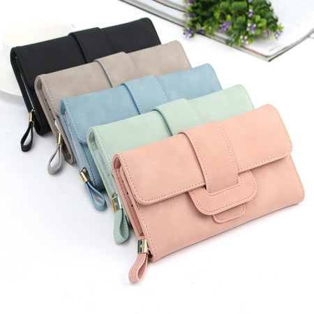 Women Fashion PU Leather Phone Wallet Bag Trifold Button handBag Card Holder for for under 5inch