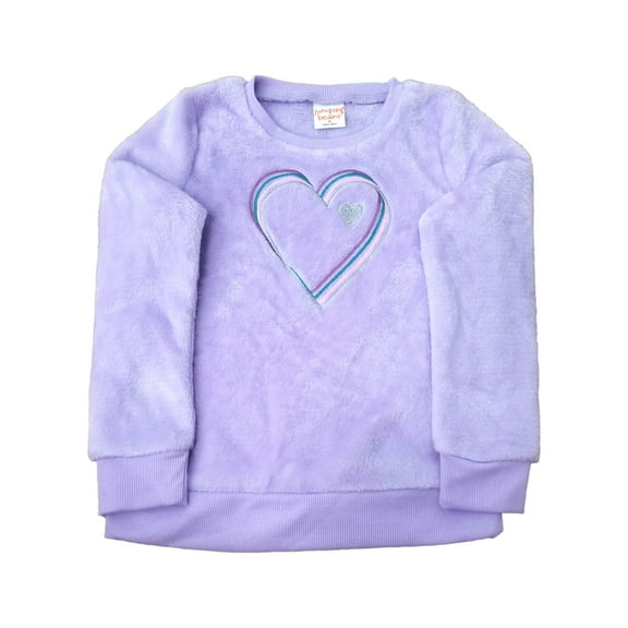 Girls Plush Light Purple Lavender & Silver Heart Soft Sweatshirt 5