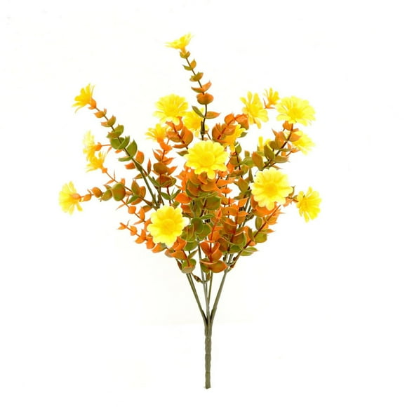 Fesfesfes Simulation Autumn Plants Artificial Eucalyptuss Tea Flowers Daisies Stems Faux Bouquet Home Decor Fall Themed Arrangement Display