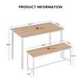 thumbnail image 3 of Xukmct Metal Frame Dining Desk with 2 Dining Benches, Rectangle Wood Tabletop Dining Table Benches Set for Living Room, Party Room, Brown + White, 3 of 8