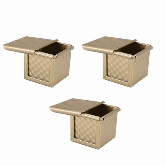 3Pcs Square Loaf Pan with Lid Toast Mold Bread Pan Pullman Loaf Pan with Cover Non-Stick Mini Water Cube Toast Box