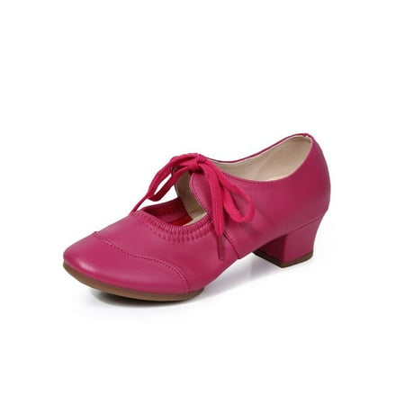 

Ritualay Ladies Pumps Ballroom Latin Shoes Square Dance Shoe Comfort Non-Slip Dancing Practice Salsa Rose Red 6