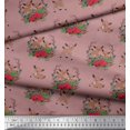thumbnail image 3 of Soimoi Pink Velvet Fabric Deer Animal Decor Fabric Printed Yard 58 Inch Wide, 3 of 3