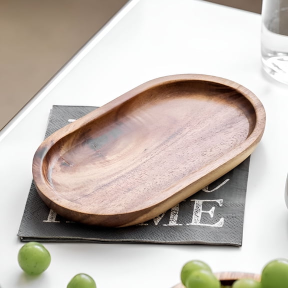 ACDANC Acacia Wood Tray Oval Wooden Tray for Food Dessert Cake Fruit