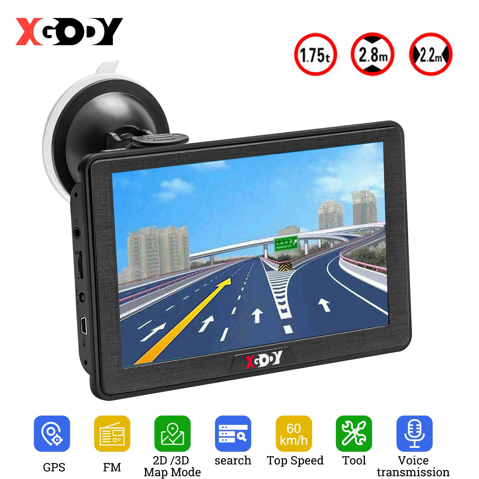 7 inch Truck GPS Navigation for Car 8GB ROM SAT NAV System Navigator for Car Trucks Voice Reported Highway Speed Camera Supported Post Code Favorites & Address Search 