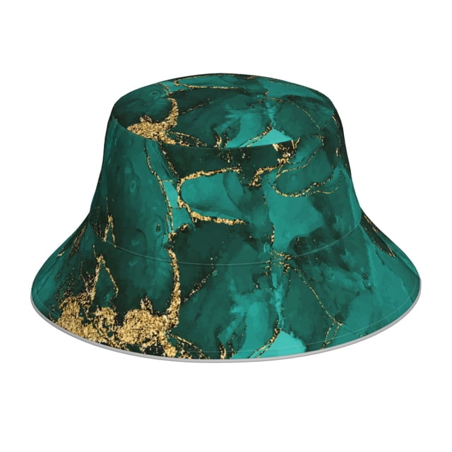 Balery Green Gold Glitter Sombreros para el sol para hombre y mujer, sombrero de pescador con UPF 50+