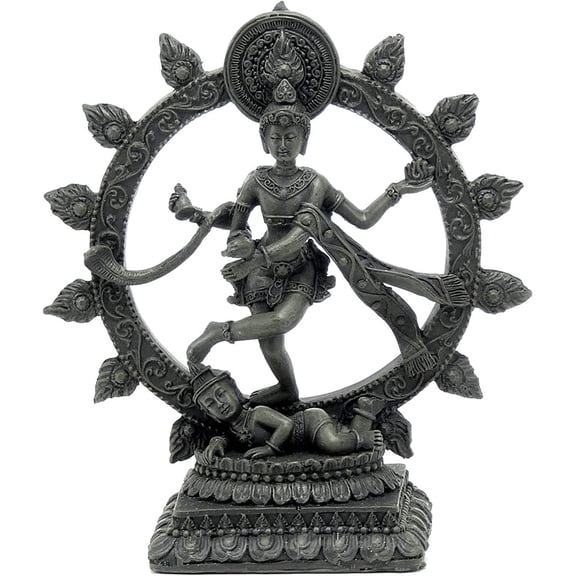 bombayjewel Silver Puja Thali for Hindu Temple Rituals Set of 9 Shiva, Ganesh, Laxmi, Kali, Durga