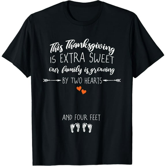 Expecting Mom Thanksgiving Twin Pregnancy Announcement T-Shirt