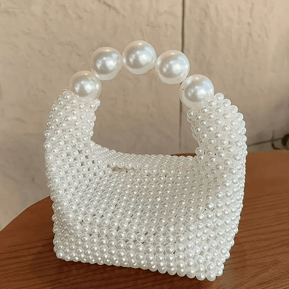 Elegant Pearl Beaded Clutch Bag for Women Perfect for Weddings and Occasions