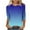 Blue, variant on DeHolifer Women's Tops Summer Trendy 3/4 Sleeve Gradient Color Crewneck Lightweight Tee T-Shirts with Pocket Black 2XL