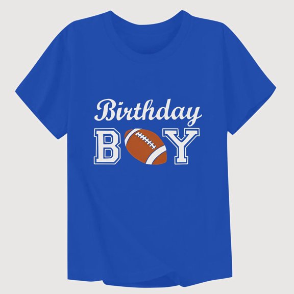 Gyujnb Birthday Boy Rugby Print Crew Neck Short Sleeve T Shirt Casual Play and Daily Wear (Little Boys, Big Boys),10-11 Years