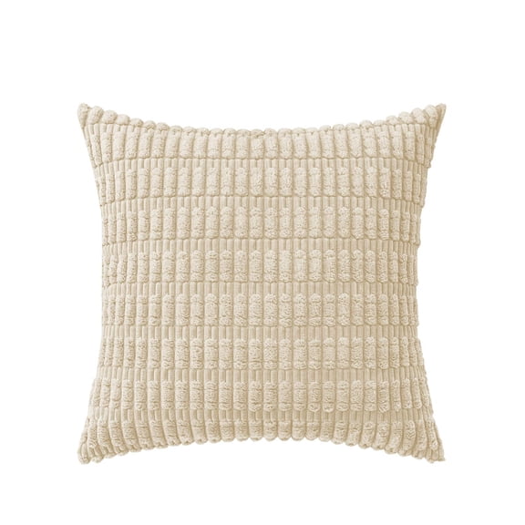 LYCAQL Corduroy Decorative Throw Pillow Covers 18x18 Inch Soft Boho Striped Pillow Covers Modern Farmhouse Home Decor for Spring Sofa Living Room Couch Bed Cream Beige