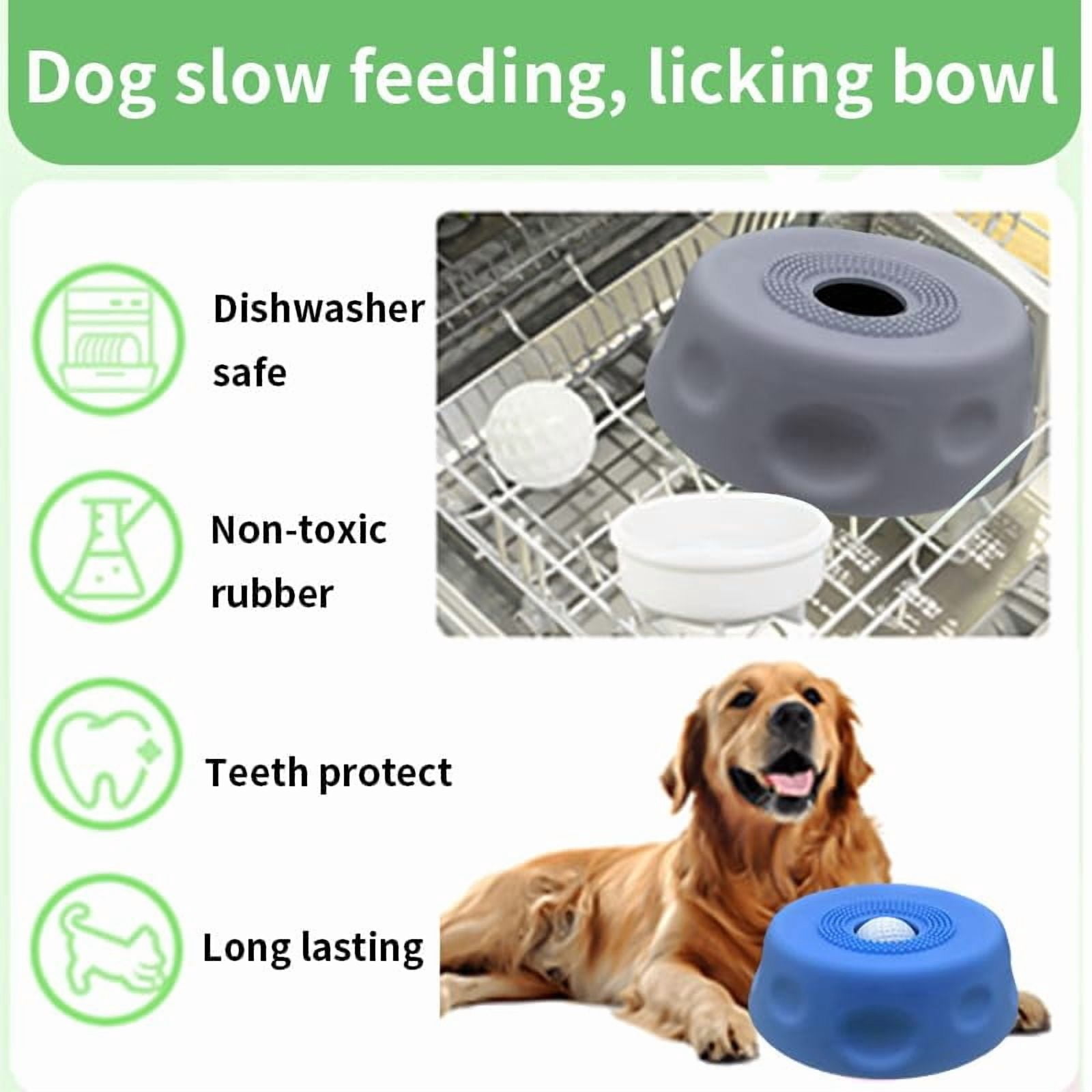 Dog Lick & Roll Bowl, Slow Feeder with Rolling Ball, Anti-Slip Interactive Lick Toy for Dogs & Cats, Wet Food Water Treats