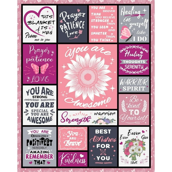 Get Well Blanket, Get Well Soon Gifts for Women Men, Hug Blanket, Flannel Blanket, Sympathy Blanket, Feel Better/Thinking of You/Encouragement/Surgery Recovery/Cancer Care Gifts, 60''''x80''''