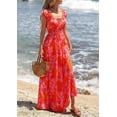 thumbnail image 4 of PRETTYGARDEN Women's Boho Maxi Dress Summer Cap Sleeve Long Flowy Beach Vacation Floral Sundresses Spring Resort Wear, 4 of 8