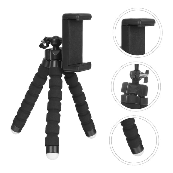 MERRYHAPY 2Pcs Telescopic Black Mobile Phone Stand Adjustable Holder for Office and Bedroom