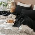 thumbnail image 2 of MooMee 100% Washed Cotton Sheet Set King Linen Like Textured Breathable Durable Soft Comfy 4pcs (Black), 2 of 6